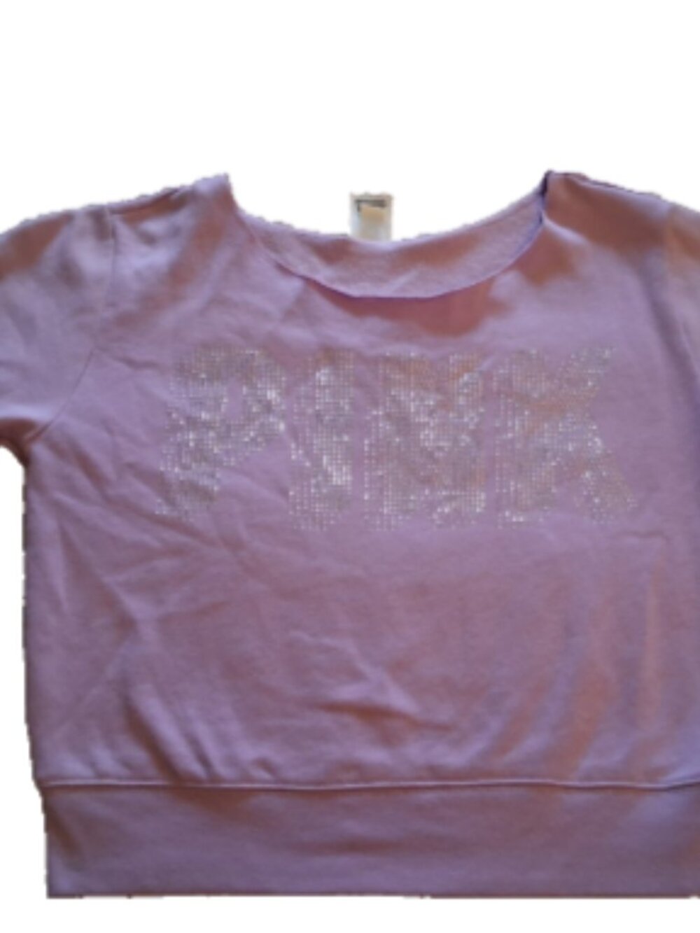 Victoria Secret Pink Women's M Purple Glitter Logo Off The Shoulder Sweatshirt